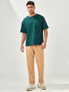 T-shirt pour homme 100% coton, couleur unie, manches courtes, décontracté, été, logo personnalisé, OEM, vente en gros, t-shirts simples et tendance - Product Image 4