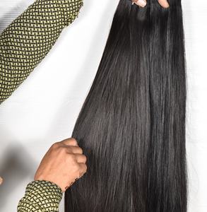 Cuticule alignée vague naturelle non traitée sud de l'Inde Temple vague lâche couleur noire droite Double dessiné Extensions de cheveux humains - Product Image 4