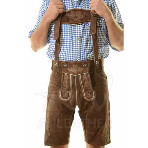 Custom Men's Bavarian Shorts Eco-Friendly Genuine <b>Suede</b> Lederhosen Casual Style Online Sale - Product Image 1