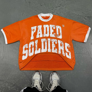 Camiseta Gráfica Naranja, Camiseta Holgada de Estilo Urbano, Manga Corta, Algodón, Informal, Top de Moda - Product Image 4