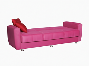 European Style Pink Color <b>Sofa</b> <b>Bed</b> Fabric Upholstery Extendable Portable Convertible Solid Frame <b>Storage</b> Click Clack Mechanism - Product Image 4