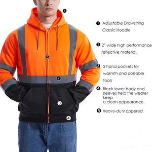 <b>Hi</b> <b>Viz</b> Men's Cotton Fleece Safety <b>Hoodie</b> Reflective Plus Size Workwear Construction Zipper Embroidered Camouflage Pattern - Product Image 3
