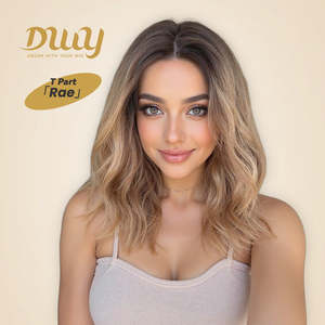 Rae-DWY T-Part Glueless Synthetic <b>Wig</b> Shoulder Length for Ombre Brown <b>Bob</b> with Transparent Lace Front Inger <b>Bob</b> W - Product Image 1