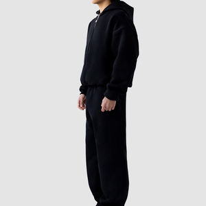 Conjunto de chándal con capucha y cremallera bordado personalizado al por mayor, chándal de pantalón holgado de algodón de color para hombre, novedad de 2025 - Product Image 2