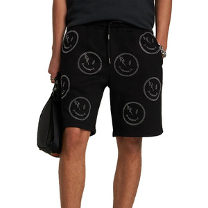 Dernier High Street Men Black Washed Casual Sweat Shorts avec strass et cordons Hommes Short délavé à l'acide - Product Image 3