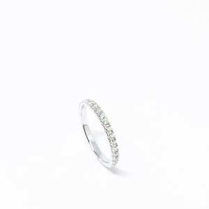 2mm Round Cut White CZ Eternity <b>Band</b> <b>Ring</b> Silver Half Eternity Wedding <b>Band</b> Stackable - Product Image 2