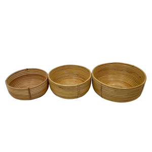 Ensemble de 3 paniers de rangement ronds en rotin tressé à la main, brun naturel, bols gigognes en osier pour la décoration et l'organisation de la maison, fabriqués au Vietnam - Product Image 2