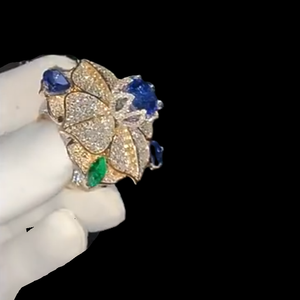 Anillo de Compromiso Unisex de Diamante Cultivado en Laboratorio de Lujo, Chapado en Oro de 14K, Estilo Étnico, Corte Brillante Certificado - Product Image 3
