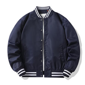 Blouson d'aviateur grande taille personnalisé en gros Veste de baseball de couleur unie pour homme - Product Image 1