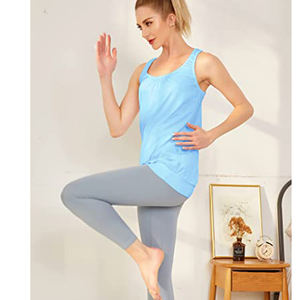 Camiseta sin mangas transpirable para mujer Racerback Fitness algodón Yoga entrenamiento camisetas sin mangas - Product Image 3