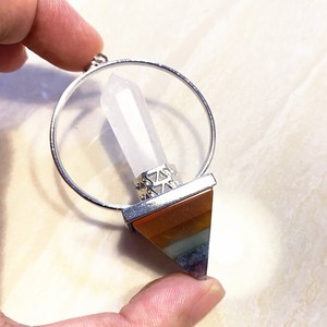 Ring with <b>Crystal</b> Quartz Pyramid Pendant <b>Necklace</b> Natural Gemstone <b>Healing</b> <b>Crystal</b> Point Pendant 7 Stones for choose - Product Image 4