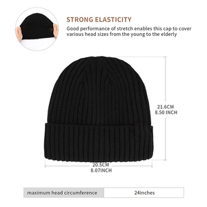 หมวกบีนนี่ผ้าวูลถักทรงพอดีตัวสำหรับผู้ใหญ่หมวกบีนนี่ผ้าซาตินดีไซน์แบบ100% - Product Image 5