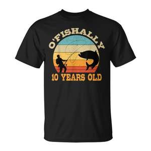 Camiseta Promocional para Fiesta de Cumpleaños con Temática de Pesca de 10 Años, O'Fishally - Product Image 1