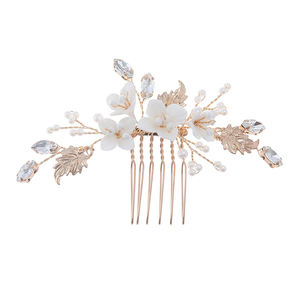 2025 élégant mariée cheveux accessoires pour <span class=keywords><strong>plage</strong></span> mariage femmes côté peigne à cheveux avec polymère argile fleur perle strass - Product Image 5