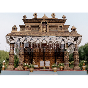 Tradicional Big Manavarai Mandap para bodas DEL SUR DE LA India South Gold Canopy Mandap Reino Unido Venta al por mayor Fiber Stage Mandap Wedding Set - Product Image 1