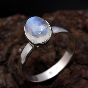 Bague en argent sterling véritable 925 naturel ovale bleu arc-en-ciel pierre de lune Vintage Indian Fine Jewelry Handmade Blue Moonstone Seller - Product Image 4