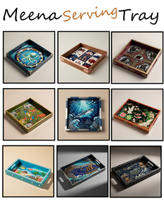 Bandeja Decorativa de Madera Meena Cuadrada Grabada con Arte de la Selva, Ecológica, Biodegradable, Verde, para Servir, Personalizable, Pedido al por Mayor - Product Image 4