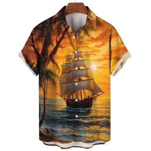 Top Quality Custom Breathable Shirts Stylish Design Sublimation Printed <b>Men's</b> Shirts Short Sleeves Cotton Casual Shirts - Product Image 3