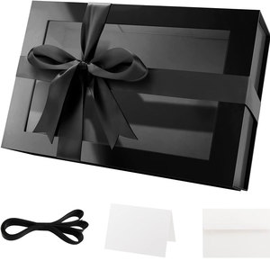 Grande boîte cadeau transparente avec fenêtre, boîte cadeau noire de 13.5x9x4.1 pouces pour cadeau contenant un ruban, une carte, une boîte de proposition de garçon d'honneur - Product Image 1