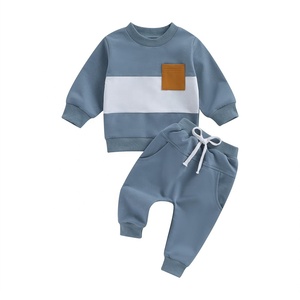 Ropa deportiva unisex para niños en blanco liso de invierno, Conjunto de sudadera con capucha de 2 piezas, ropa para niños, chándal para niños, chándales para niños - Product Image 1
