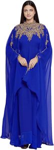 Elegante vestido de mujer de cuerpo entero con cuentas Abaya cristal adornado con patrón antiestático para musulmanes para fiestas - Product Image 5