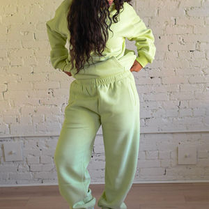 Conjunto Deportivo de Alta Calidad, Sudadera con Capucha de Manga Larga y Pantalones Largos de Felpa de 340 g/m², Color Sólido, Estilo Informal para Invierno - Product Image 4