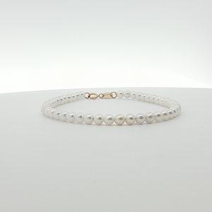 Bracelet en perles d'eau douce naturelles en or véritable 18 carats avec fermoir en or Bijoux unisexes élégants pour les fêtes, mariages et occasions chrétiennes - Product Image 4