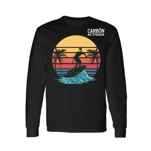 Vintage Retro <b>Surf</b> Sunset T-Shirt Long Sleeve Beach Surfer Lover Promotional Vintage Surfing Lover Beach Retro Surfer T-Shirt - Product Image 2