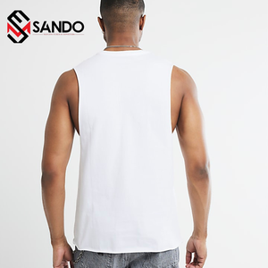 Haute qualité 100% coton rétro en détresse coupe hommes Gym débardeur personnalisable Streetwear Muscle Fit côtelé sans manches grande taille - Product Image 2