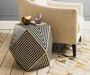 Tabouret de bout de tambour moderne fait à la main Table d'appoint basse en incrustation d'os pour le salon et la chambre à coucher-Royal Deco March's Wooden End Table Design - Product Image 4