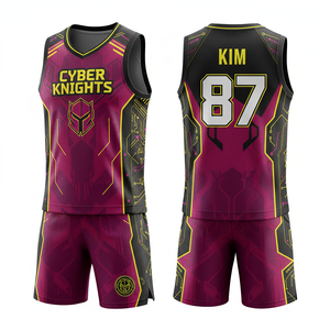Tenue de basketball d'équipe, kit de maillots de basketball personnalisés en gros, vêtements de sport, 100% polyester, motif 3D, séchage rapide, respirant - Product Image 5