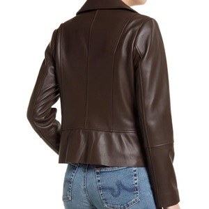 Nouveau manteau matelassé en cuir véritable pour femmes automne hiver avec doublure en coton à manches longues - Product Image 2