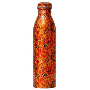 Eco-Friendly High Quality Beautiful Indian Handmade Design Metal <b>Copper</b> Water <b>Bottle</b> with Screw Lid - Product Image 1