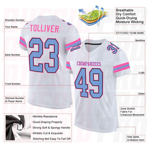 Camiseta de Fútbol Americano Sublimada de Alta Calidad para Equipos Deportivos, Ropa Deportiva, Camiseta de Fútbol Americano Retro con Nombre y Número Bordados - Product Image 5