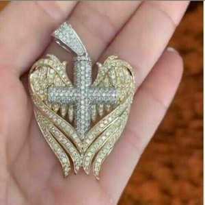 Colgante de Cruz para Hombre Chapado en Oro Amarillo de 18K con Moissanita Real de Corte de 3.20Ct, Estilo Hiphop, para Bodas y Fiestas Infantiles - Product Image 2