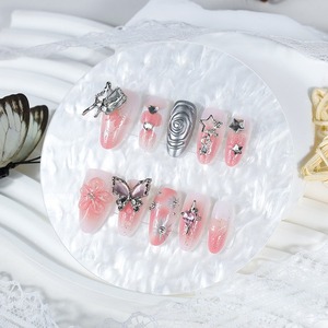 NBL-JX-178 Faux <span class=keywords><strong>Ongles</strong></span> à Presser Papillon Étoile <span class=keywords><strong>Rose</strong></span> 30 Pièces Gelée 3D Style Floral Doux et Tendance Réutilisables Couverture Complète Faits Main - Product Image 2