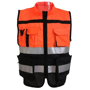 Chaleco de seguridad con cremallera y múltiples bolsillos de poliéster 100%, ropa de seguridad reflectante alta, chalecos de seguridad con cremallera para hombres, precio barato - Product Image 2