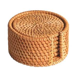 Best Quality Wholesale Natural Round <b>Woven</b> <b>Coaster</b> Wicker Rattan <b>Coasters</b> Heat Resistant Rattan <b>Coaster</b> with Holder - Product Image 4