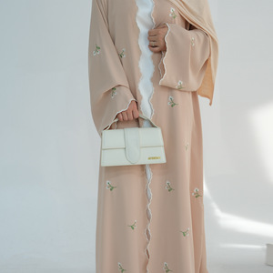 Khiêm tốn Hồi Giáo Thanh Lịch Abaya Kaftan Thêu Hoa Cardigan Hồi Giáo Quần Áo Top Phổ Biến Cao Cấp Nida Ăn Mặc Cho Phụ Nữ <span class=keywords><strong>L337</strong></span> - Product Image 4