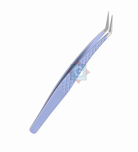 Pinzas para pestañas con punta de fibra herméticamente cerrada Pinzas de extensión de pestañas de acero inoxidable con agarre de fibra - Product Image 2