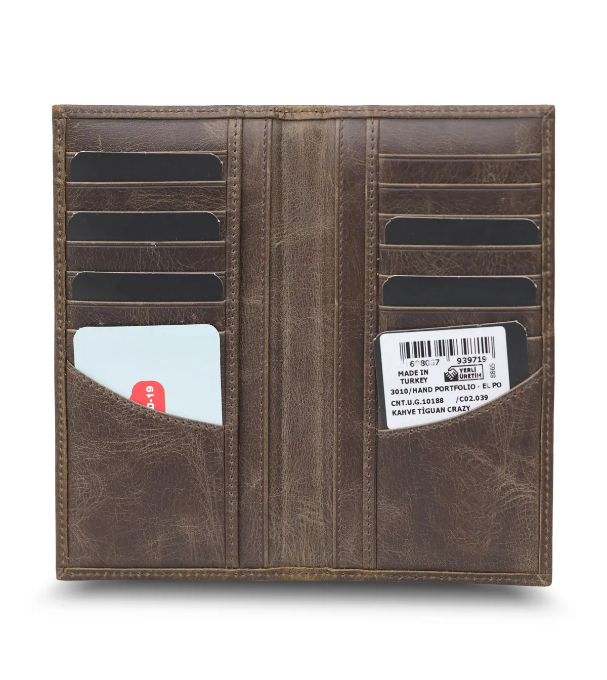 Hakiki deri kadın cüzdan kart tutucu kadın ince uzun telefon yerleştirilmiş cüzdan Bifold cüzdan özelleştirilebilir RFID koruma