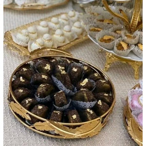 Bol à chocolat en métal de table couleur or brillant bol de service fait à la main forme ronde en métal grand bol à fruits maison et cuisine - Product Image 1