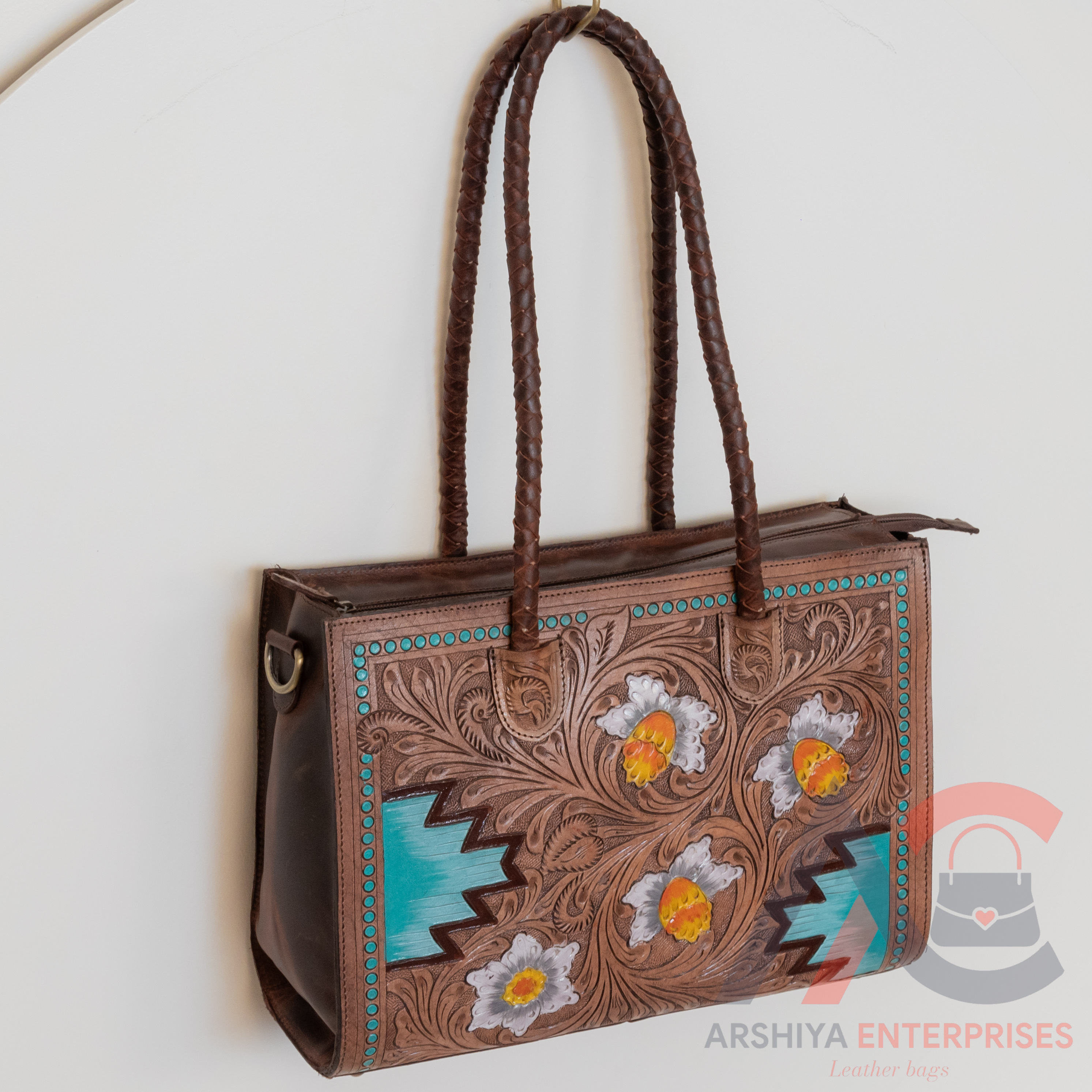 Brown With Turquoise Tooling