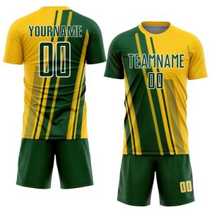 Ensemble de Tenue de Football Professionnelle en Polyester Personnalisable avec Nom, Numéro et Logo d'Équipe – Léger et Séchage Rapide – Vert et Jaune - Product Image 1
