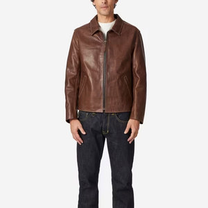 Vestes en cuir à col rabattu personnalisées pour hommes, vestes en cuir nouveau design à la mode pour hommes, vente en ligne - Product Image 6