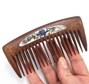 Hotel Pequeño bolsillo portátil hecho a mano WoodenMassage cuero cabelludo madera melocotón madera peine - Product Image 3