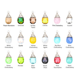 จี้พลอยคาลซิโดนีสีขาวตัดเป็นก้อนลูกแพร์ขนาด13X9มม. โรเดียมชุบทองเวอร์เมิลประดับลวดเงินสเตอร์ลิง - Product Image 3