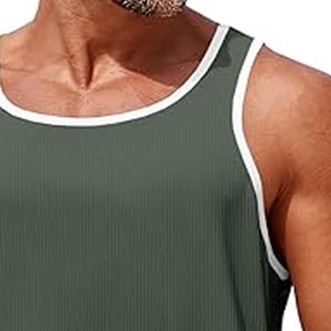 Camiseta sin mangas de talla grande transpirable de alta calidad para gimnasio para hombre, camiseta sin mangas informal de tela de punto de Color sólido para hombre hecha por vestido deportivo - Product Image 2