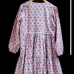 Personalized Looking Printing Cotton Floral Printed Boho Fashion Women's Wear Tier Maxi <b>Dress</b> -V Neckline With Tassel Maxi <b>Dress</b> - Product Image 2