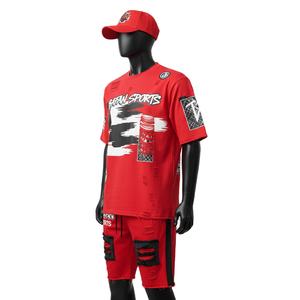 Conjunto de Camiseta y Pantalones Cortos de Algodón Jersey Grueso de 220 GSM para Hombre, Construcción de Paneles con Logotipo Personalizado, Conjunto de 2 Piezas - Product Image 4